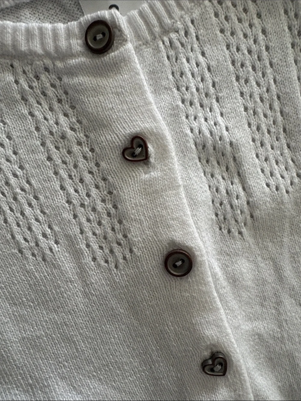 Carter's White Knit Baby Cardigan with Heart Buttons
